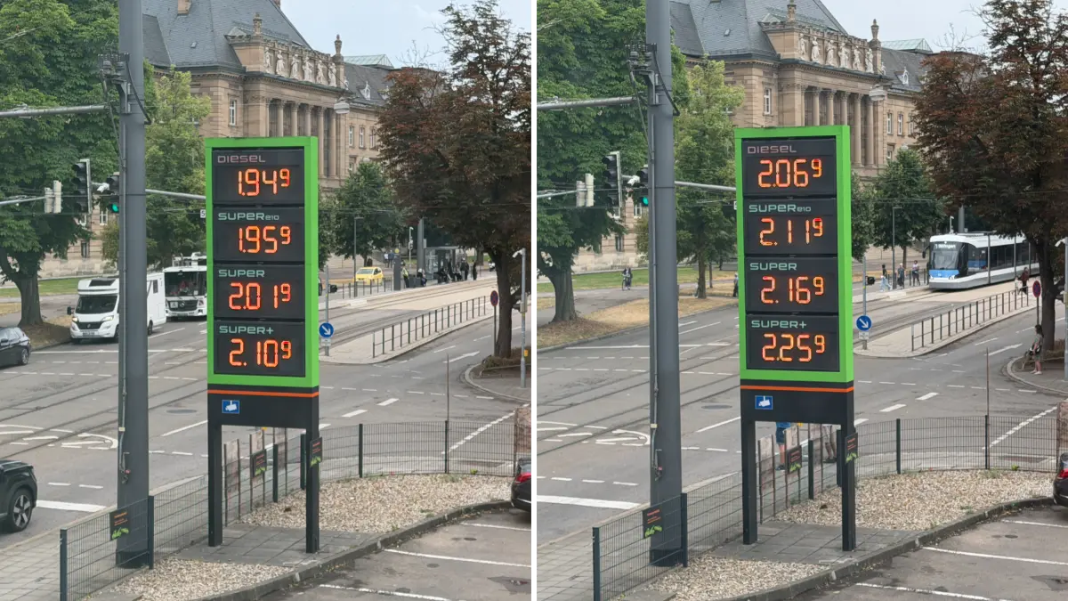 Ende des Tankrabatts: Der Preissprung an einer Ulmer Tankstelle um 12 Uhr.