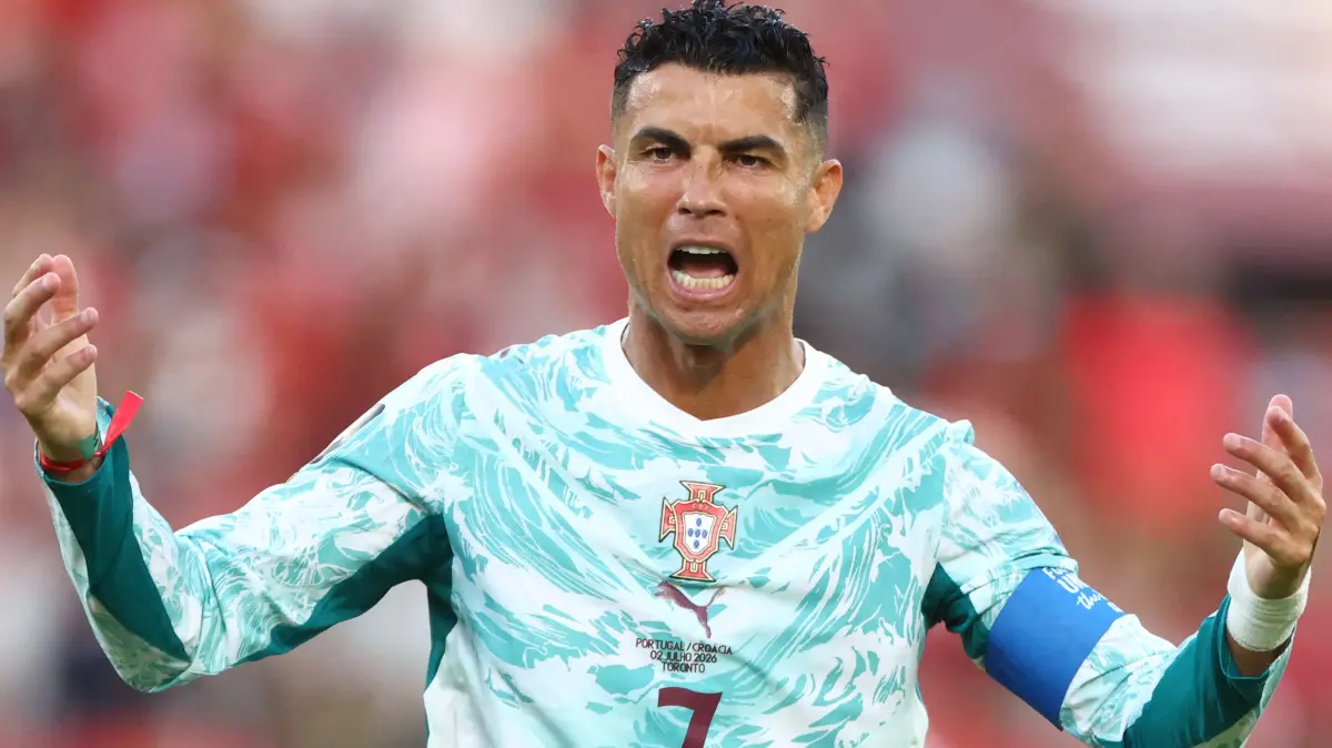 FBL-WC-2026-MATCH83-POR-CRO: Portugal's forward #07 Cristiano Ronaldo reacts during the 2026 World Cup round of 32 football match between Portugal and Croatia at the Toronto Stadium in Toronto on July 2, 2026. (Photo by Cole Burston / AFP)