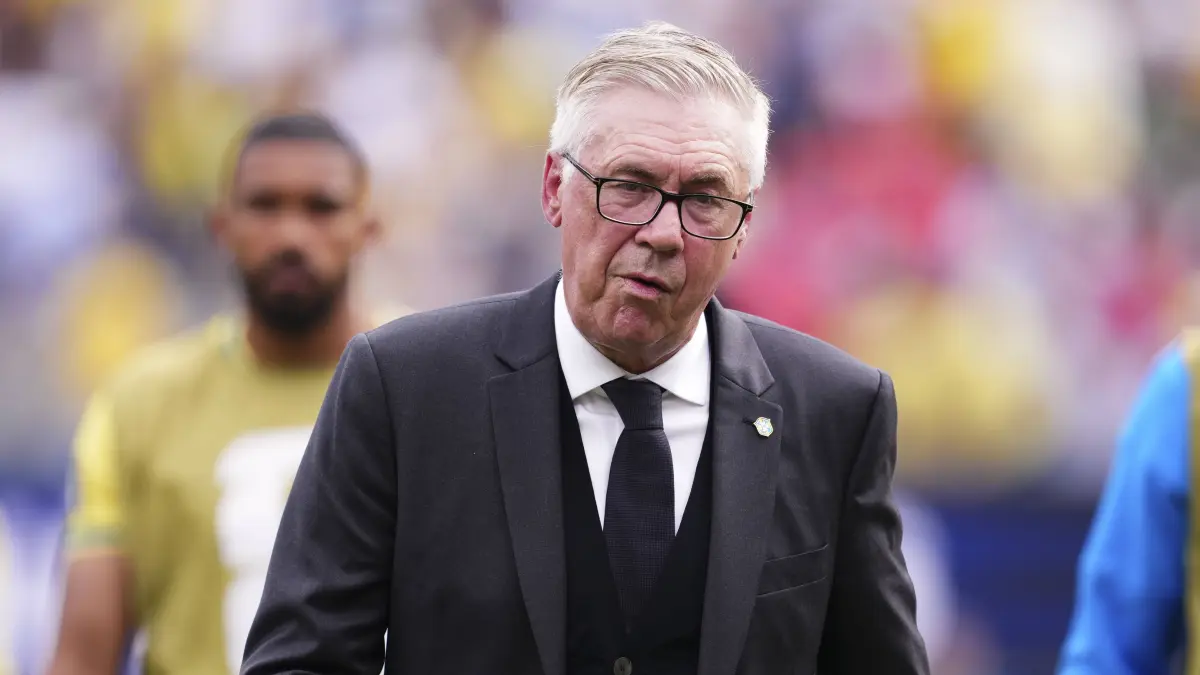Brazil v Norway: Round of 16 - FIFA World Cup 2026: Brazil v Norway: Round of 16 - FIFA World Cup, WM, Weltmeisterschaft, Fussball 2026 Carlo Ancelotti, head coach of Brazil, looks on during the FIFA World Cup 2026 Round Of 16 match between Brazil and Norway at New York New Jersey Stadium on July 05, 2026 in East Rutherford, New Jersey. East Rutherford NJ United States PUBLICATIONxNOTxINxFRA Copyright: xJosexBretonx originalFilename:bretonhernandez-brazilvn260705_npGXT.jpg
