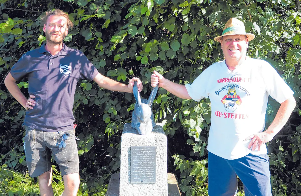 André Göckel und Rainer Daiker, die beiden Vorstände der Hasawedel und Hagaverschrecker, waren sich schnell einig: Wir wollen mal wieder zum Grenzsteinfest einladen. Am kommenden Samstag ist es so weit.⇥ Fotos: Christian Steinhilber