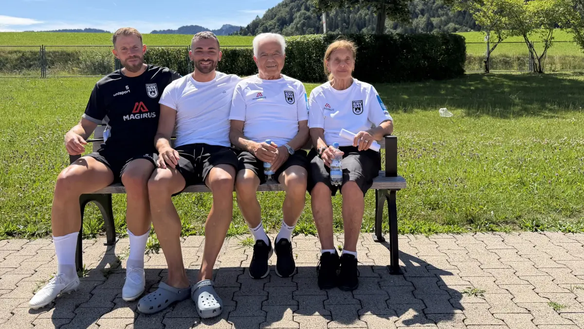 Nicolas Jann, Ex-Spieler des SSV Ulm auf Trainingslager-Besuch.