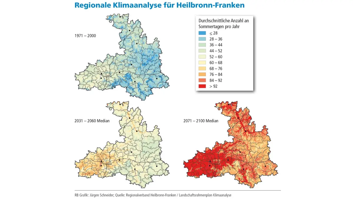 Die Analyse führt anschaulich vor, wie sich die Region bis 2100 aufheizen könnte.
