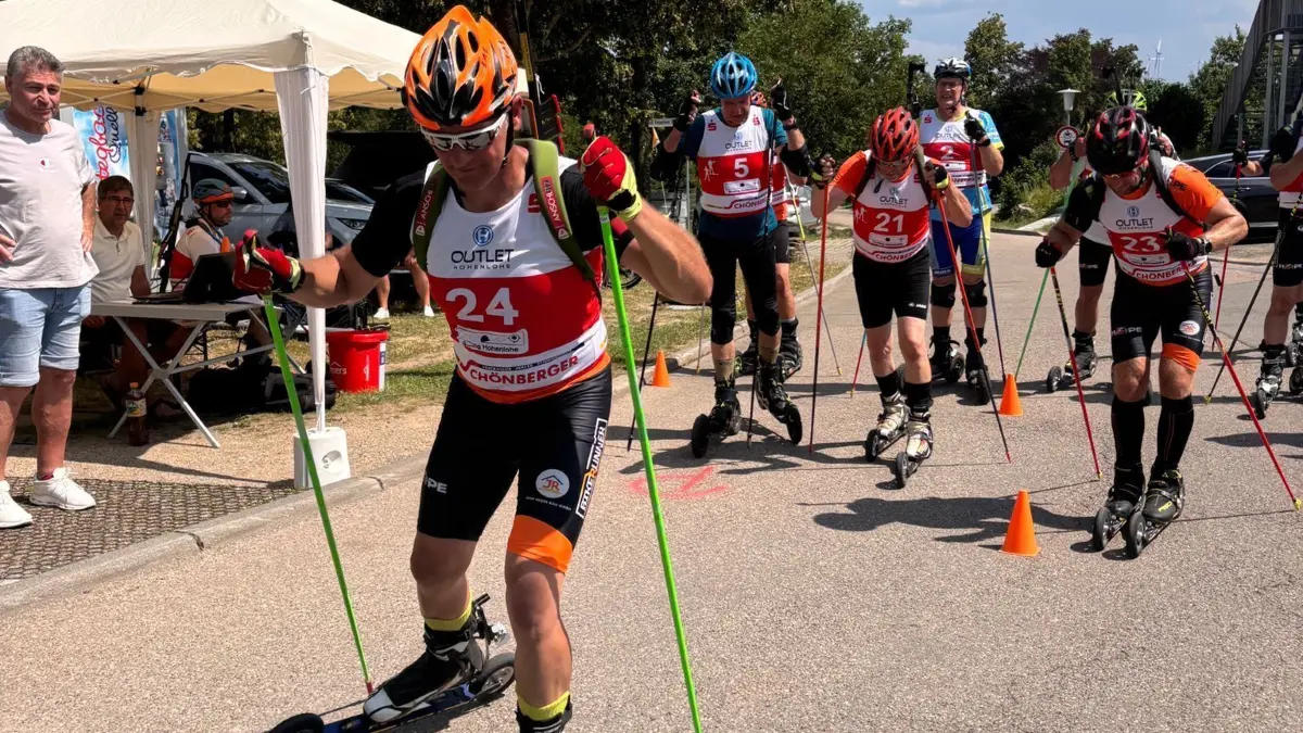 Oliver Heiden (Nummer 24) aus Rot am See startet mit großem Erfolg bei Sommerbiathlons in ganz Deutschland.