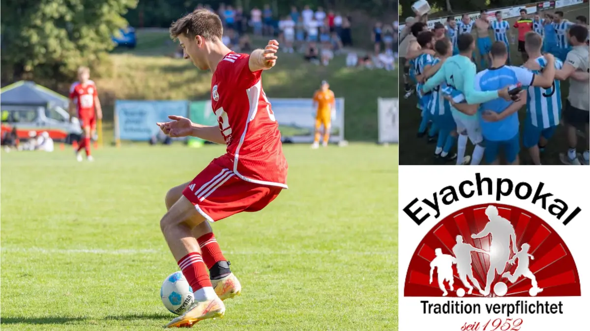Der Ball rollt beim 72. Eyachpokal: Zum Auftakt sorgten die Perspektivteams für spannende Partien und beste Unterhaltung. Im Finale setzte sich der SV Heiligenzimmern II (re. oben) erst im Elfmeterschießen gegen die SGM Gruol/Erlaheim II durch.