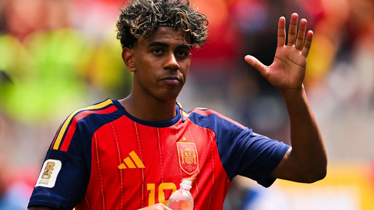 Spain v Belgium: Quarter Final - FIFA World Cup 2026: INGLEWOOD, CALIFORNIA - JULY 10: Lamine Yamal #19 of Spain looks on at the end of the FIFA World Cup 2026 Quarter Final match between Spain and Belgium at Los Angeles Stadium on July 10, 2026 in Inglewood, California. David Ramos/Getty Images/AFP (Photo by David Ramos / GETTY IMAGES NORTH AMERICA / Getty Images via AFP)