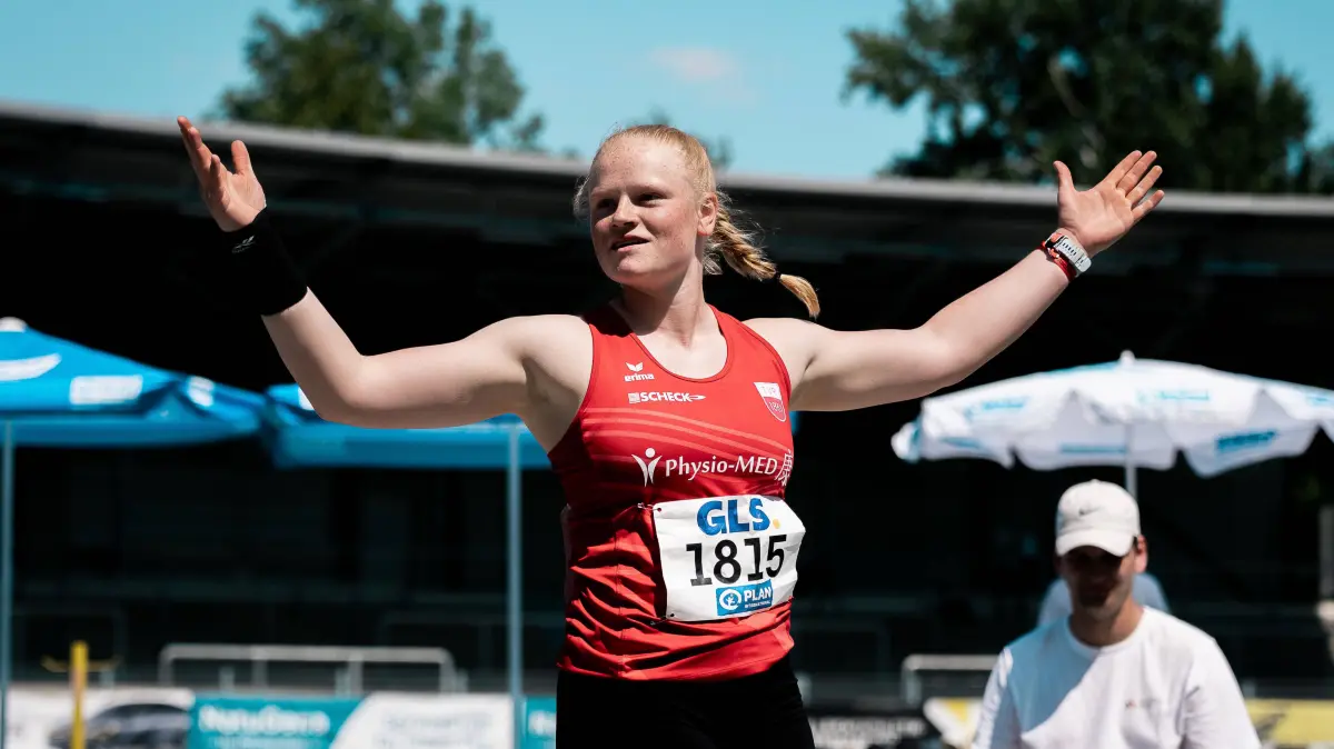 GER, Leichtathletik, Athletics, Deutsche Meisterschaften U16/U20, Wattenscheid, 11.07.2026: Heberle Antonia TV Rottenburg, 1815, Kugelstossen Frauen, GER, Leichtathletik, Athletics, Deutsche Meisterschaften U16/U20, Wattenscheid, 11.07.2026, GER, Leichtathletik, Athletics, Deutsche Meisterschaften U16/U20, Wattenscheid, 11.07.2026 Wattenscheid *** Antonia Heberle, TV Rottenburg, 1815, Women s Shot Put, GER, Track and Field, Athletics, German U16 and U20 Championships, Wattenscheid, July 11, 2026, GER, Track and Field, Athletics, German U16 and U20 Championships, Wattenscheid, July 11, 2026, Wattenscheid Copyright: xStefanxMayerx EP_SMR