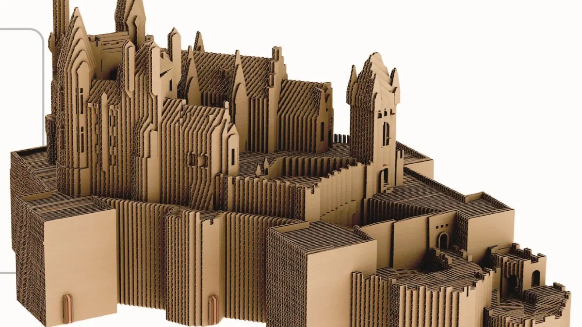 So soll die Burg Hohenzollern aus Pappe aussehen, wenn sie fertig fast fertig ist. Darauf könnte noch ein weiterer Arbeitsschritt folgen.