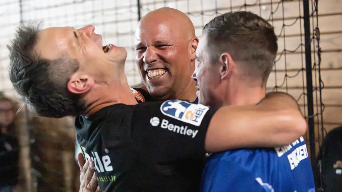 v.l., Matthias Flohr, (HBW Balingen Weilstetten, Trainer) ,Axel Kromer, (HBW Balingen Weilstetten, Geschaeftsfuehrer), Felix Koenig, (HBW Balingen Weilstetten, Geschaefstuehrer),
HBW Balingen Weilstetten vs. SG BBM Bietigheim, Handball, 2. Bundesliga, 34. Spieltag, Saison 2025/2026, 06.06.2026,
Eibner-Pressefoto/Andreas Ulmer