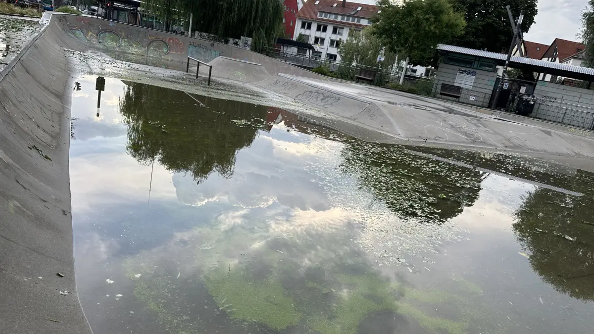 Unwetter Gewitter Reutlingen 15. Juli 2026 Skateanlage