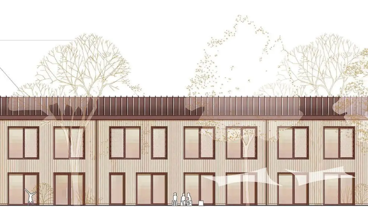 Neuer Kindergarten Wurmlingen: Vorsicht: Dieses Foto ist möglicherweise nur für den einstigen Verlag Schwäbisches Tagblatt verwendbar. Ansicht Ost
