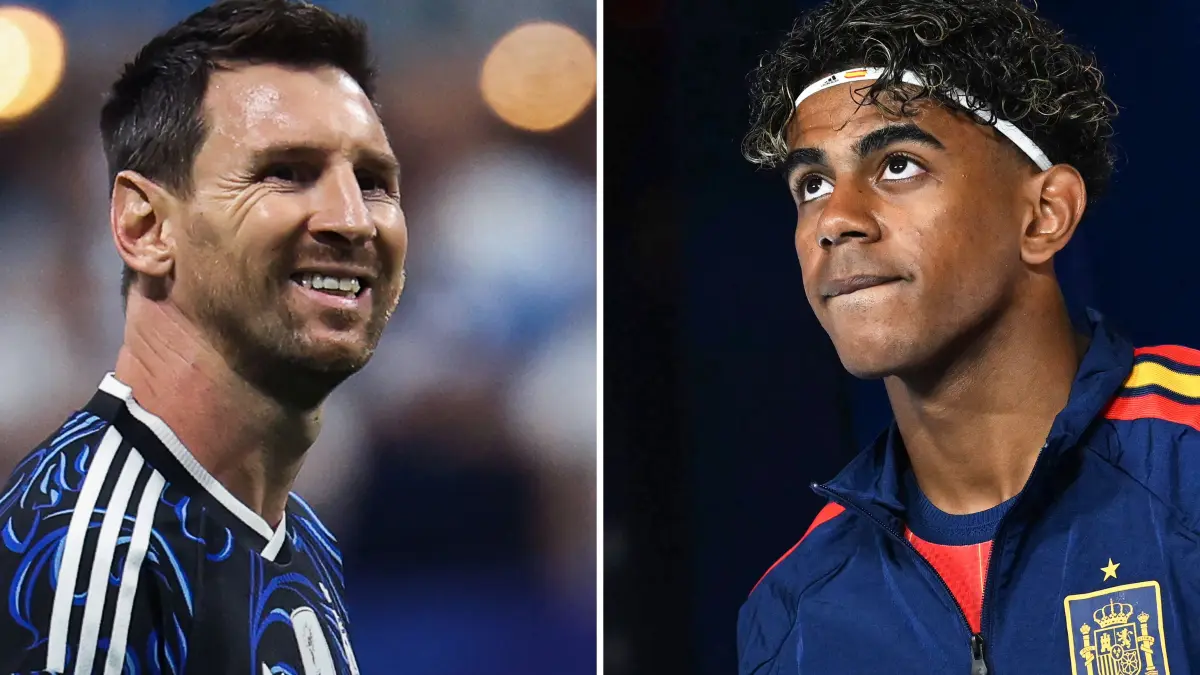 COMBO-FBL-WC-2026-MATCH104-ESP-ARG-FINAL: (COMBO) This combination of file photos created on July 16, 2026, shows Argentina's forward #10 Lionel Messi in Atlanta on July 15, 2026 (L); and Spain's forward #19 Lamine Yamal in Atlanta on June 21, 2026. Spain and Argentina will meet in the 2026 World Cup football tournament final match at the New York/New Jersey Stadium in East Rutherford on July 19, 2026. (Photo by Odd ANDERSEN and Roberto SCHMIDT / AFP)