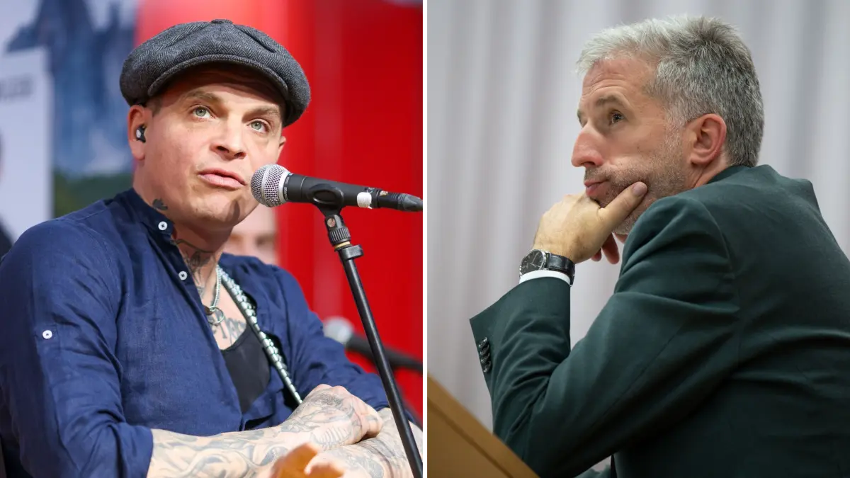 "Frei.Wild"-Sänger Philipp Burger und der Tübinger Oberbürgermeister Boris Palmer