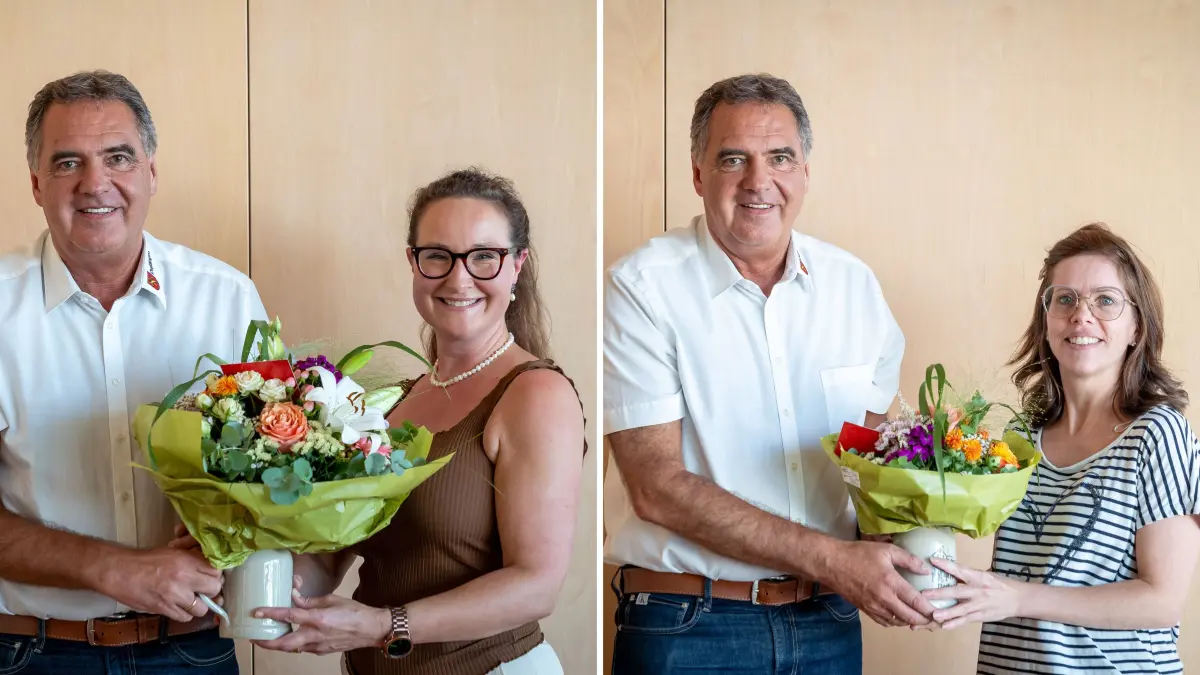 Bürgermeister Thomas Hölsch verabschiedete am Donnerstag Dr. Katja Macoustra (links) aus dem Dußlinger Gemeinderat. Ihren Platz wird Yvonne Peters einnehmen.