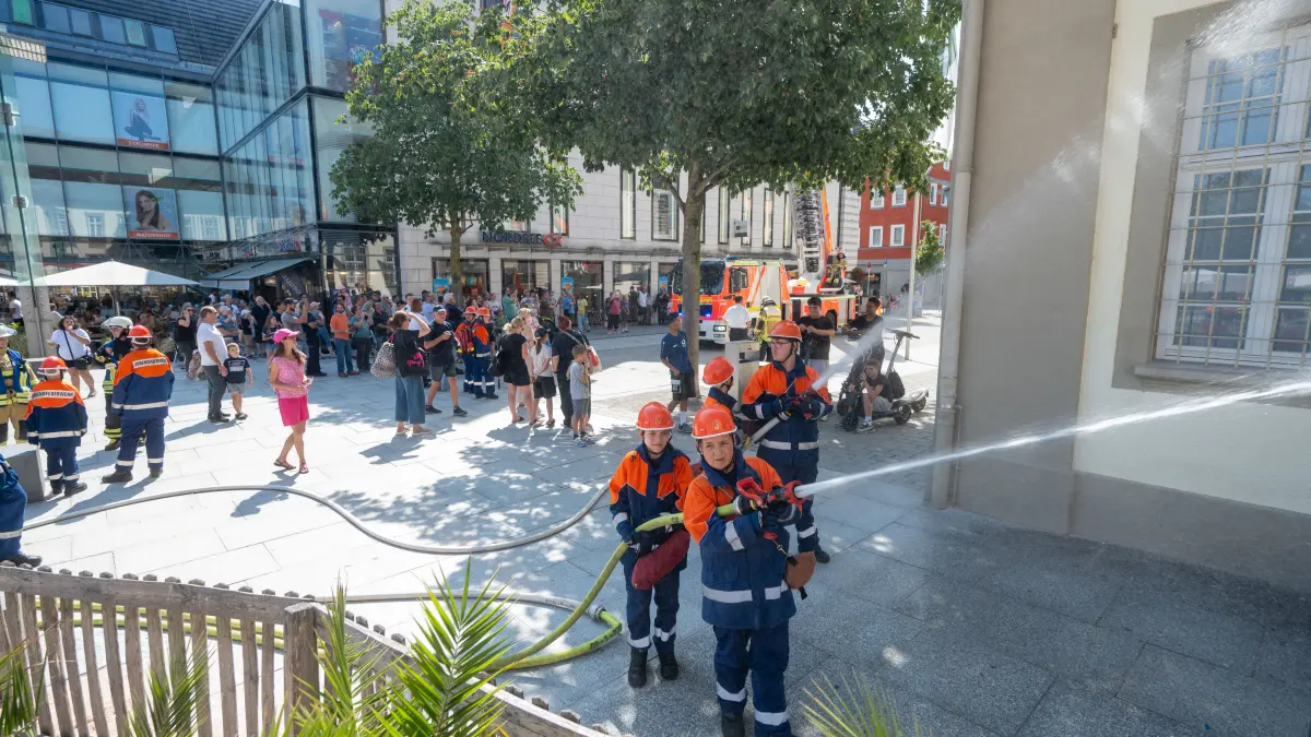 Göppingen Marktplatz Feuerwehr Übung Hauptübung