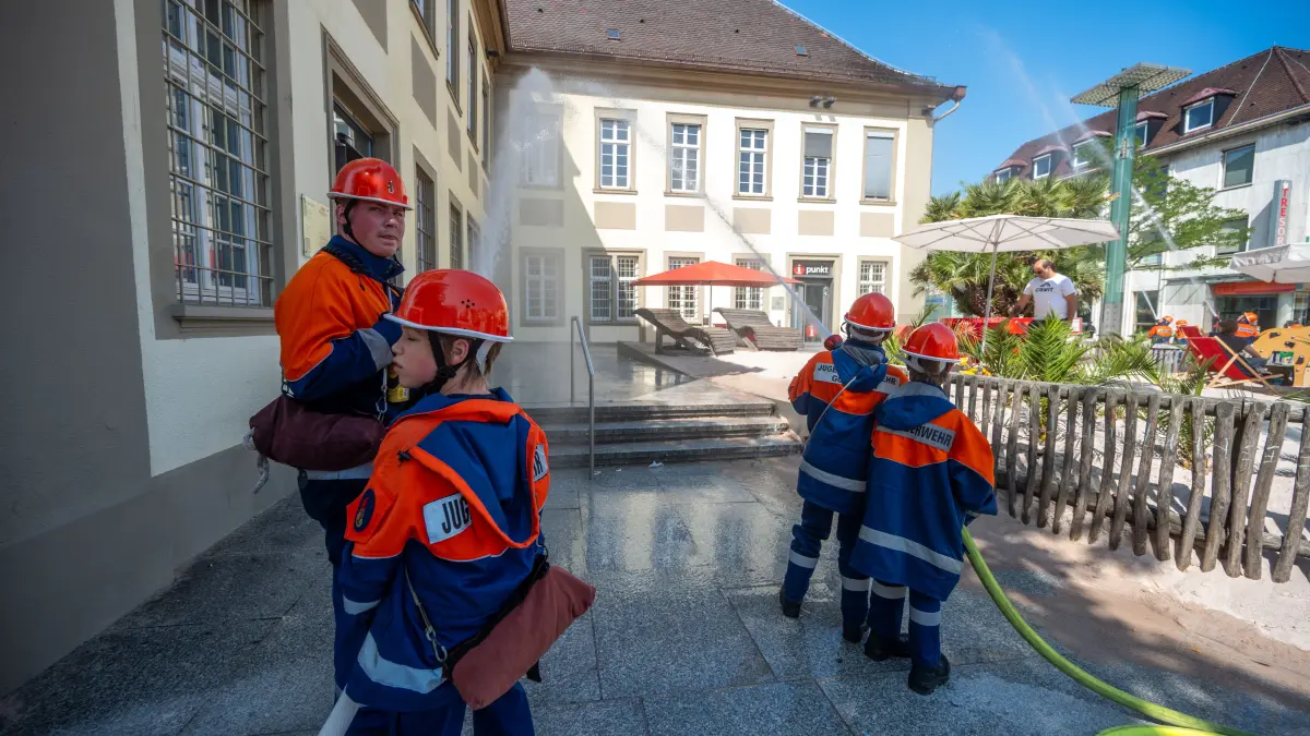 Göppingen Marktplatz Feuerwehr Übung Hauptübung