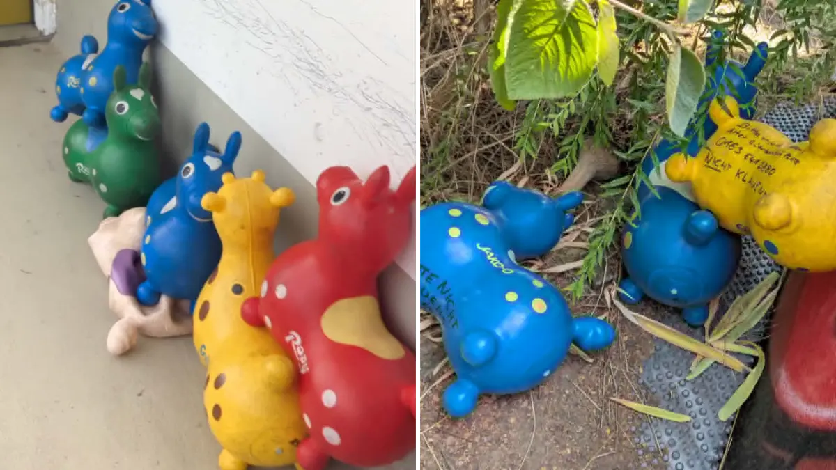 Die Rody-Gummipferdchen am Tübinger Quartiersplatz wurden geklaut. Nun ist fast die Hälfte wieder aufgetaucht.
