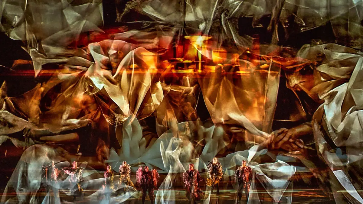 Bayreuther Festspiele - Das Rheingold: HANDOUT - 24.07.2026, Bayern, Bayreuth: Ein Handout zur Oper "Das Rheingold", dass durch die Bayreuther Festspiele am 27.07.2026 mit folgendem Textinhalt zur Verfügung gestellt wurde: Michael Volle (Wotan), Alexander Grassauer (Donner), Siyabonga Maqungo (Froh), Klaus Florian Vogt (Loge), Anna Kissjudit (Fricka), Evelin Novak (Freia), Christa Mayer (Erda), Jochen Schmeckenbecher (Alberich), Gerhard Siegel (Mime), Mika Kares (Fasolt), Peter Rose (Fafner), Katharina Konradi (Woglinde), Natalia Skrycka (Wellgunde), Marie Henriette Reinhold (Floßhilde) auf der Bühne. Foto: Enrico Nawrath/Bayreuther Festspiele/dpa - ACHTUNG: Nur zur redaktionellen Verwendung im Zusammenhang mit der aktuellen Berichterstattung und nur mit vollständiger Nennung des vorstehenden Credits +++ dpa-Bildfunk +++