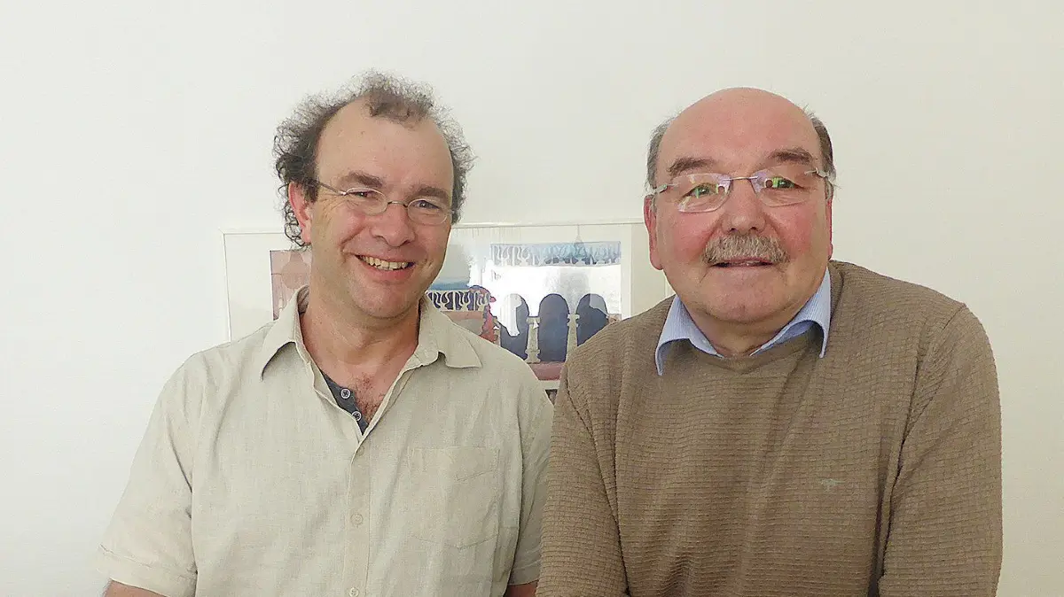 Werner Eberle: Vorsicht: Dieses Foto ist möglicherweise nur für den einstigen Verlag Schwäbisches Tagblatt verwendbar. Praxisübergabe: Dr. Werner Eberle (rechts) übergibt seine Praxis in der Horber Schillerstraße zum 31.3.2017 an Dr. Stefan Walz