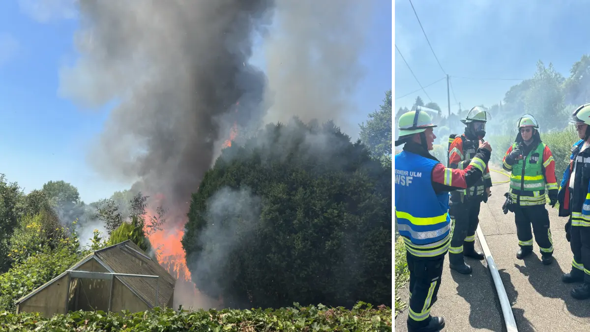 Brand am Ulmer Galgenberg - Gartenhütte brennt aus