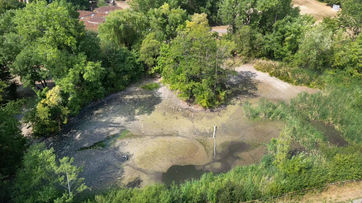 Der Teurersee im Haller Teurershof ist nahezu ausgetrocknet.