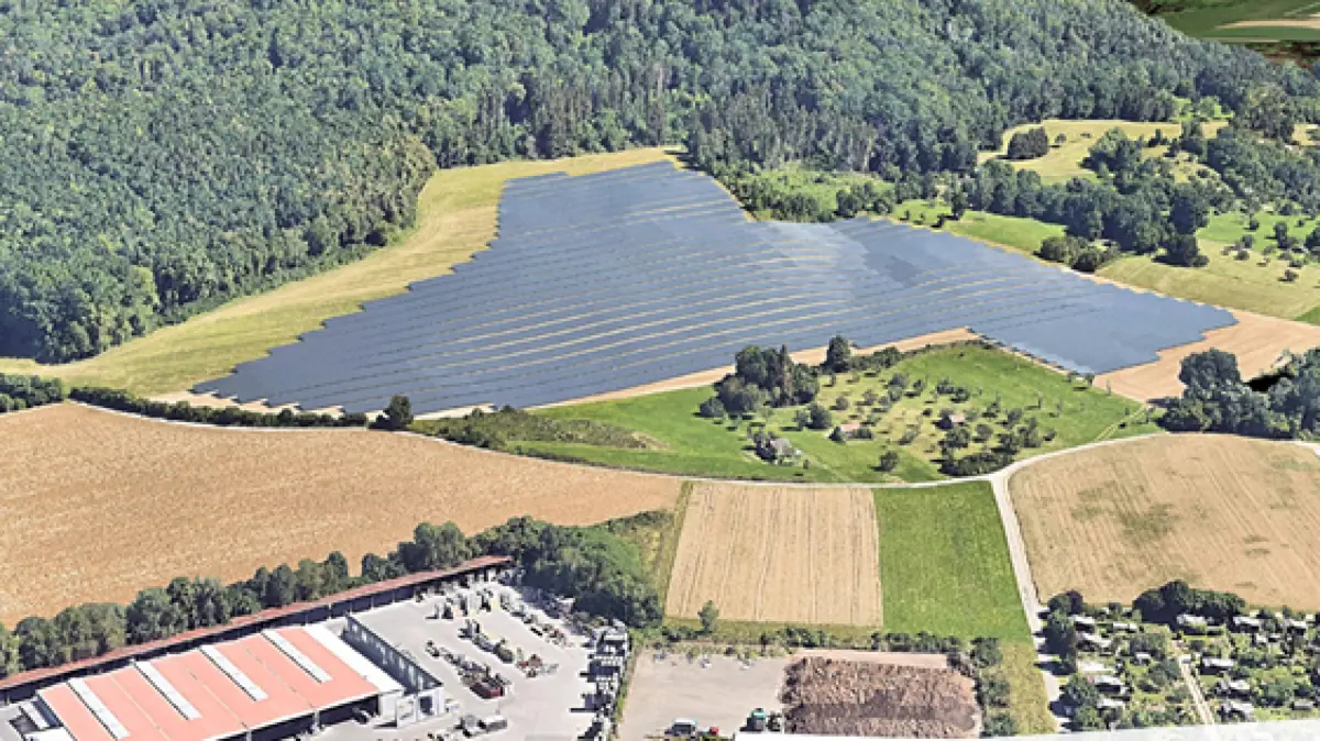 Visualisierung des geplanten Solarpark Baierhalde durch das Planungsbüro M-Quadrat