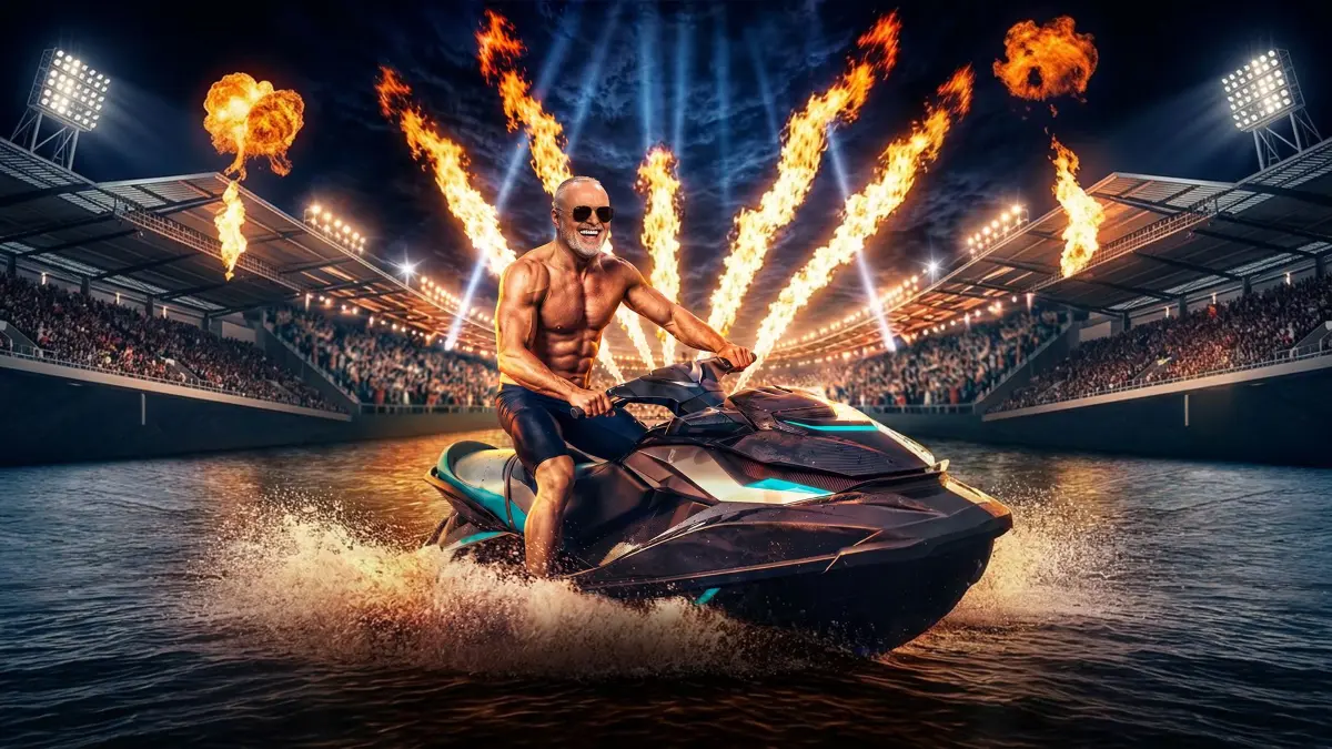 Stefan Raab veranstaltet die Jetski Star WM und nimmt selbst teil.