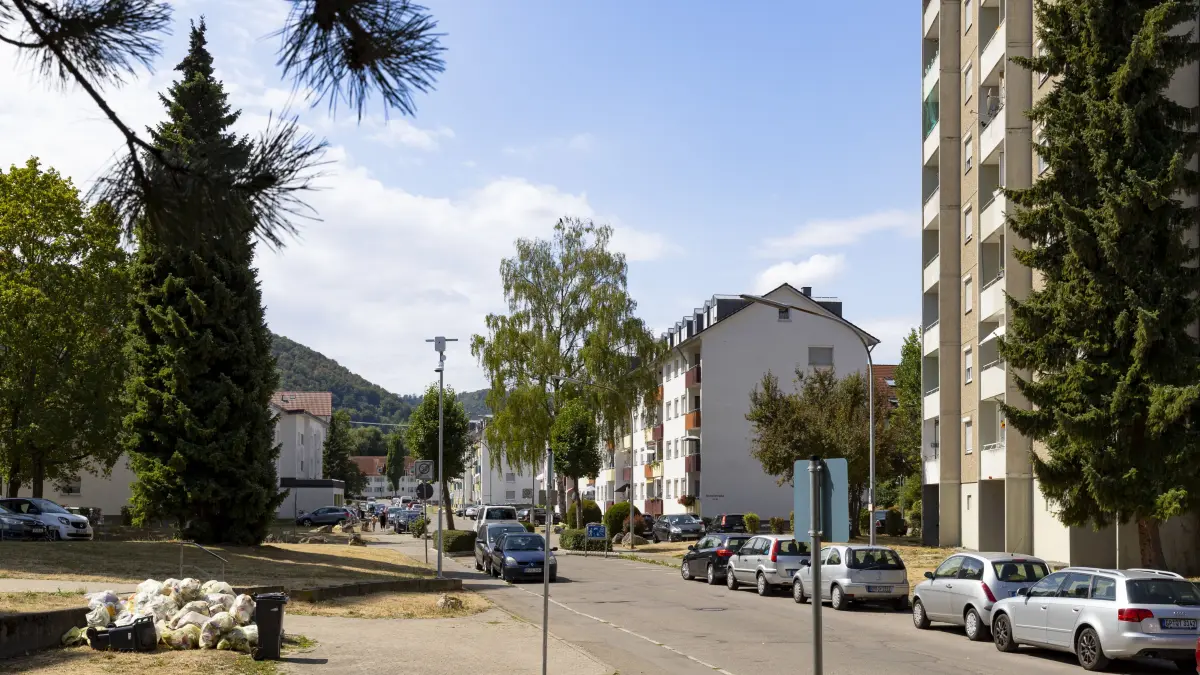 Geislingen, Bebelstraße, neues Quartier zwischen TVA, Neuwiesen, B10