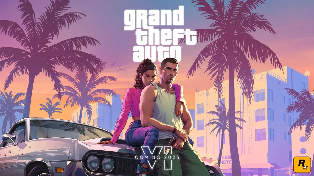 „Grand Theft Auto VI“: HANDOUT - 05.12.2023, ---: Eine Szene wirbt für «Grand Theft Auto VI», das nächste Spiel aus der Reihe der Entwicklerfirma Rockstar (undatierte Aufnahme). Die vergangene Ausgabe «Grand Theft Auto V» erschien bereits 2013. (zu dpa: «Neuer «GTA VI»-Trailer bald auf Netflix zu sehen») Foto: Rockstar/dpa +++ dpa-Bildfunk +++