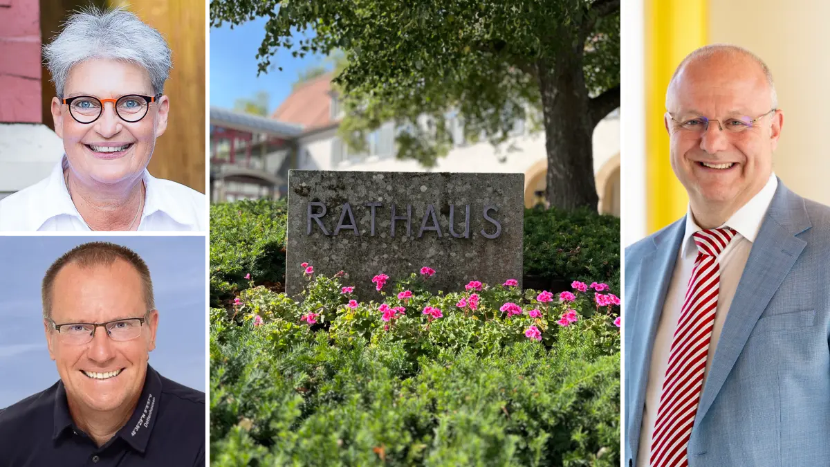 Chef oder Chefin fürs Rathaus Dettenhausen gesucht: Am 8. November ist Bürgermeisterwahl in Dettenhausen. Drei Bewerbungen gibt es bereits, die des Amtsinhabers Thomas Engesser (rechts) sowie die von Daniel Gruner und von Michaela Teltschik.
