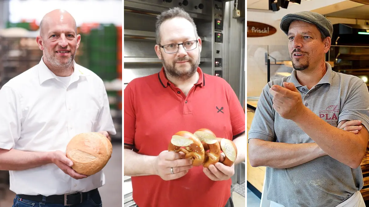 Matthias Saur, Reinhard Ganter und Tobias Plaz (links) geben ihre Meinung zum Sonntagsbackverbot ab.