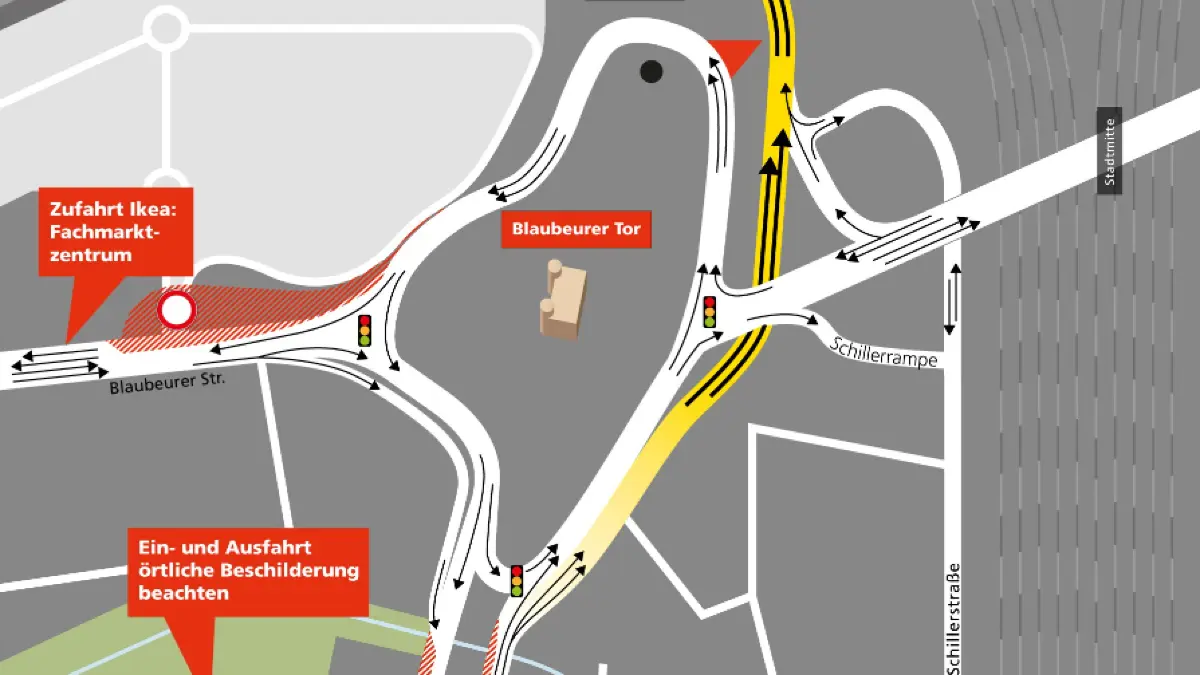 Neue Verkehrsführung am Blaubeurer Ring ab 17.8. 2026