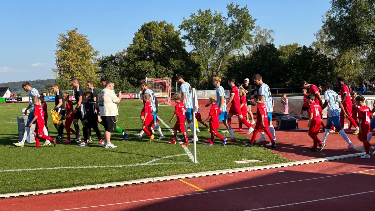Die Teams laufen ein.
