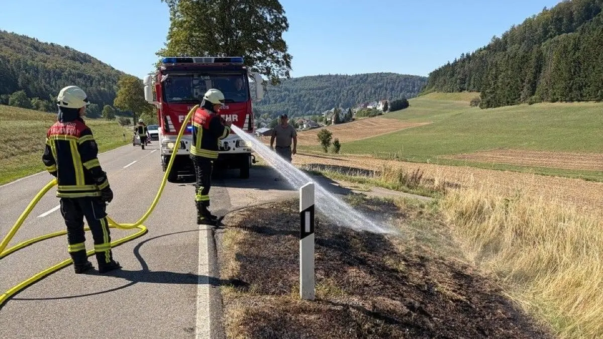 Burladingen Flächenbrand an Verbindungsstraße