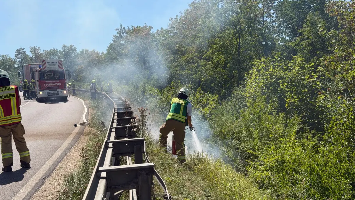 Ein Flächenbrand hat am Donnerstagmittag die Feuerwehr an der B463 zwischen Straßberg und Winterlingen gefordert.