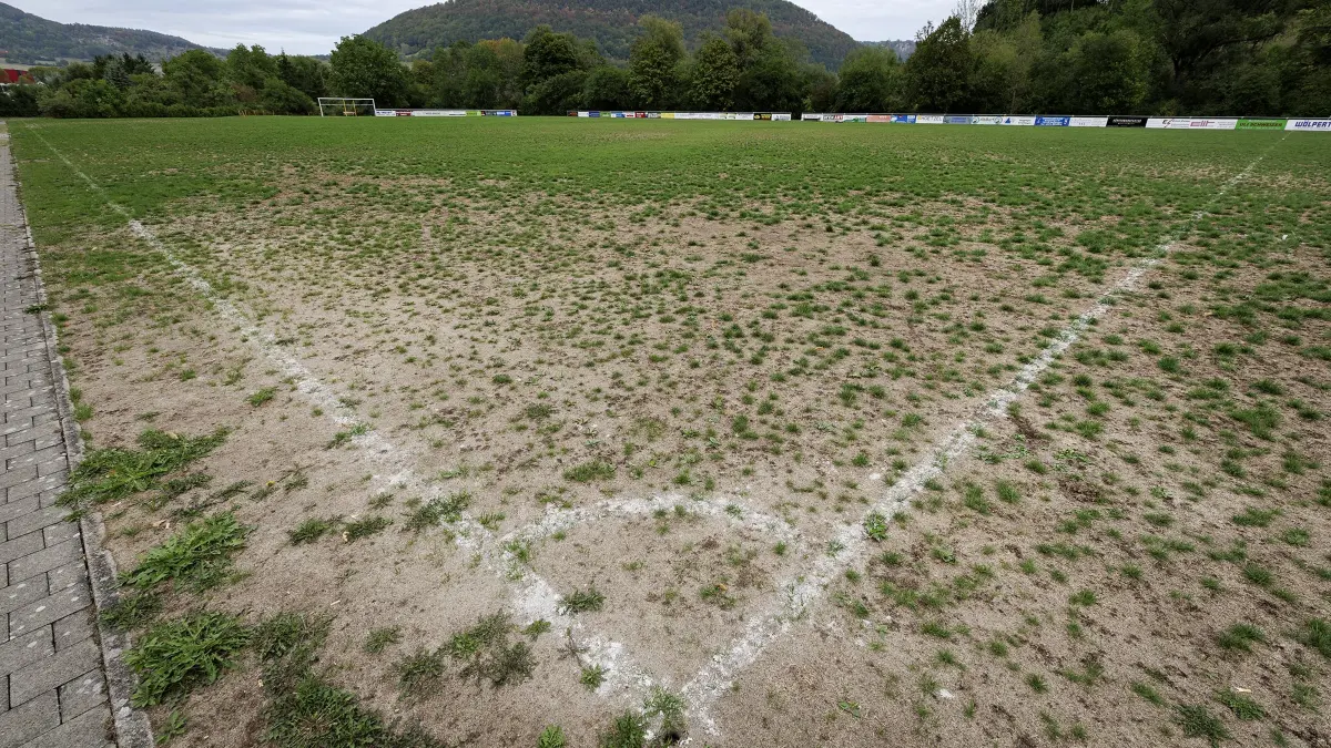 Die anhaltende Trockenheit schädigt Rasen massiv. Der Fußballplatz vom TV Deggingen e.V. ist zur Zeit aufgrund der vorangegangenen Hitzeperiode und der damit verursachten Trockenheit nicht bespielbar und müsste, um diesen wieder bespielbar zu machen, über einen längeren Zeitraum bewässert werden.