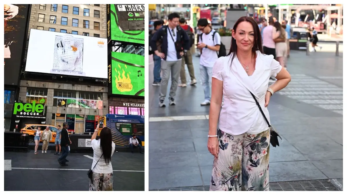 Melanie Meyer am Times Square