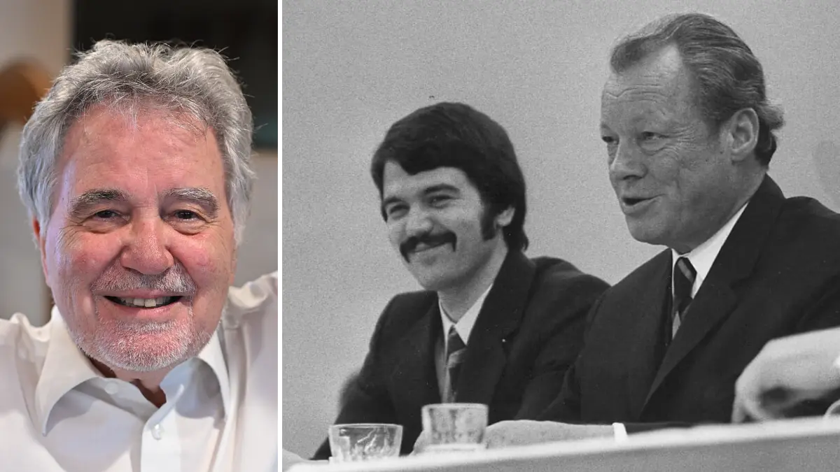 Roland Hahn, verstorbener SPD-Landtagsabgeordneter, im Januar 2026 und rechts mit dem damaligen Bundeskanzler Willy Brandt im Jahr 1972. Archivbilder: Kurz, Grohe