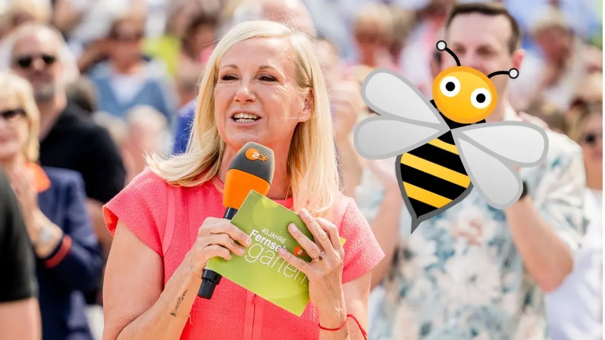 Andrea Kiewel wurde im ZDF-Fernsehgarten von einer Biene gestochen.