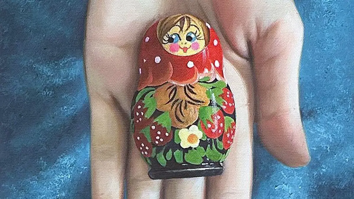 Hand mit Figur, Gemälde von Jan-Hendrik Pelz