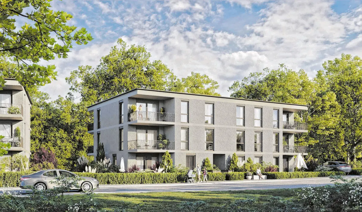 Ein weiteres Projekt des Ilshofener Büros von Hofmann Haus ist die „Lavendelstraße“ in Ilshofen, das eingebettet in die naturnahe Zone der Schmerach liegt. ⇥Visualisierungen: Hofmann Haus