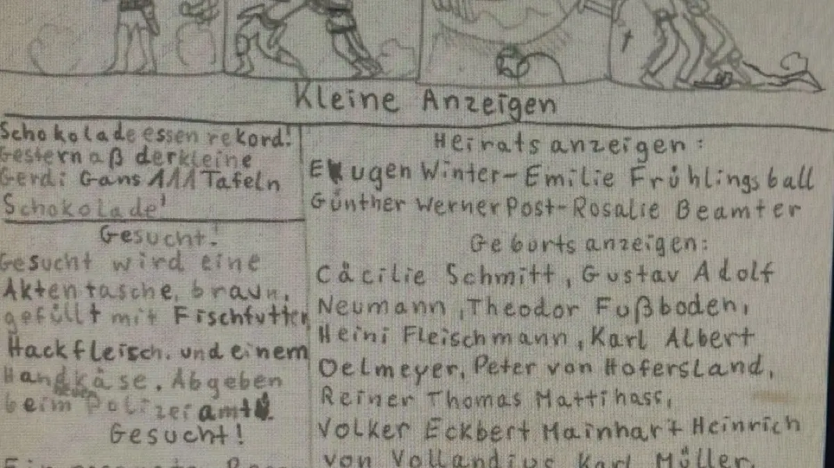 Bildergeschichten, Kleinanzegen, Gesucht & Gefunden, das Wetter: Alles,was in eine richgtige Zeitung gehört.