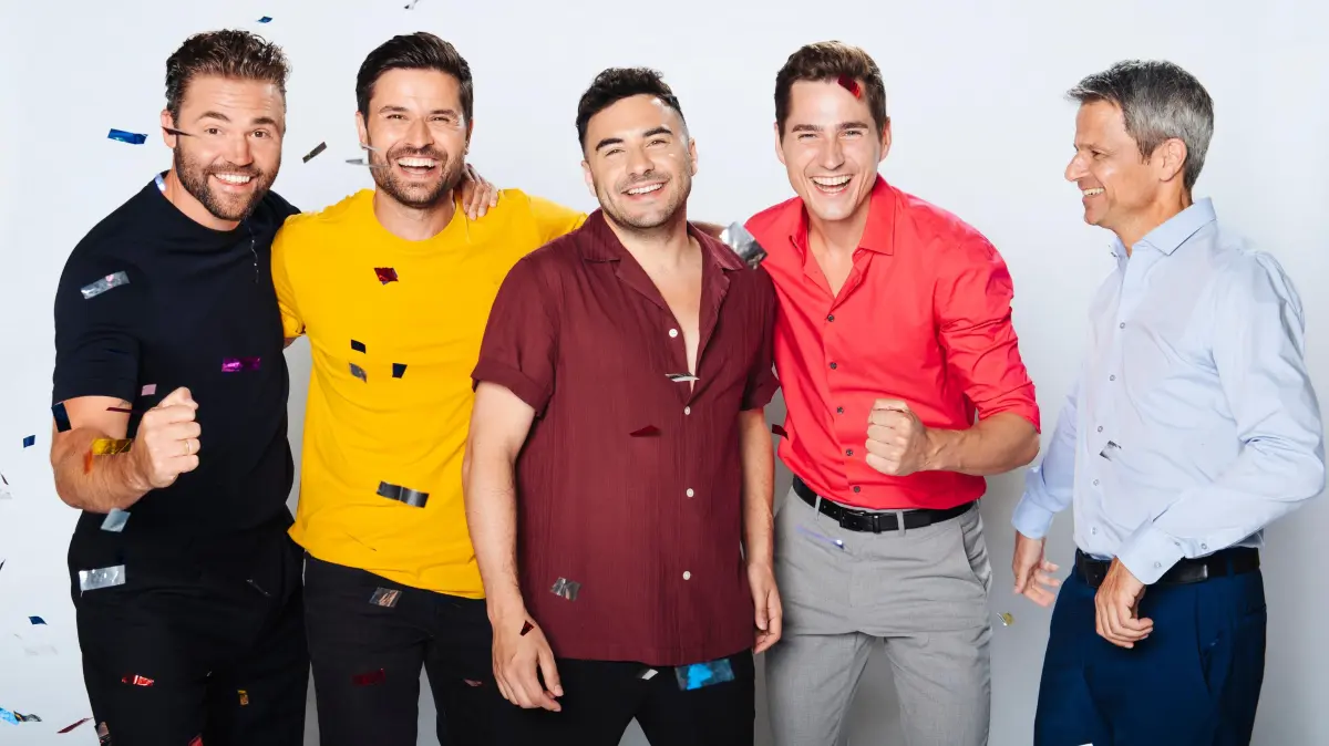 V.l.: Ben Heinrich (Bambi Hirschberger), Milos Vukovic (Paco Weigel), Lars Steinhöfel (Easy Winter), Timothy Boldt (Ringo Huber), Jens Hajek (Benedikt Huber)