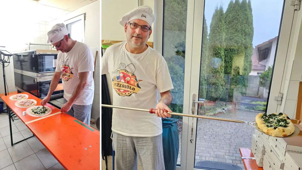 Michael Siegerth ist Küchenchef. Bis zu 400 Pizzen sind für dieses Jahr eingeplant.