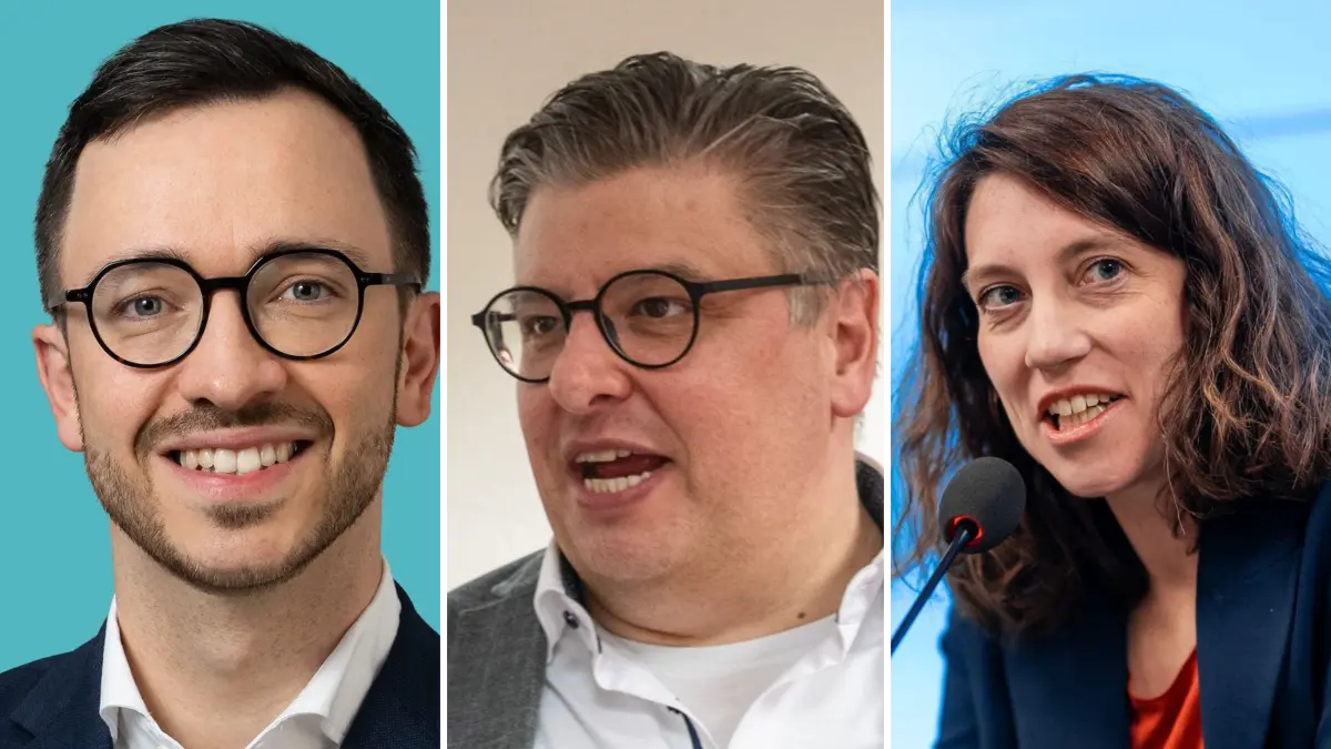 Abgeordnete des Landkreises Tübingen: Christoph Naser CDU, Daniel Lede Abal Grüne, Dorothea Kliche-Behnke SPD