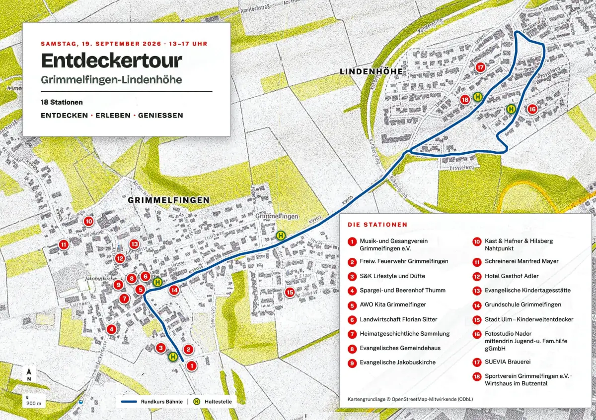 An 18 Stationen lassen sich Firmen, Institutionen, Vereine und verschiedene Orte neu kennenlernen.⇥Grafik: Veranstalter