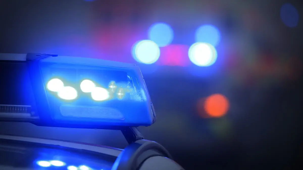 Polizei: ARCHIV - 10.11.2019, Bayern, Marktbreit: Ein Polizeiauto mit eingeschaltetem Blaulicht steht an einer Unfallstelle. (zu dpa: «Schüsse in Wohnung: SEK rückt an - und Bewohner schläft») Foto: Karl-Josef Hildenbrand/dpa +++ dpa-Bildfunk +++
