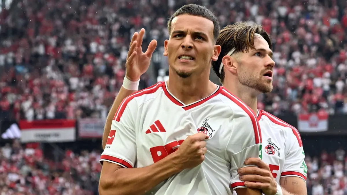 Saïd El Mala: ARCHIV - 29.08.2026, Nordrhein-Westfalen, Köln: Fußball, Männer: Bundesliga 1. FC Köln - TSG 1899 Hoffenheim, 1. Spieltag, RheinEnergieStadion, Jan Thielmann (hinten, 1. FC Köln) und Saïd El Mala (1. FC Köln) bejubeln das Tor zum 1:1. (zu dpa: «Nationalelf: Baumann wohl nicht dabei, Einladung für El Mala») Foto: Federico Gambarini/dpa - WICHTIGER HINWEIS: Gemäß den Vorgaben der Bundesliga bzw. des DFB Deutscher Fußball-Bund ist es untersagt, in dem Stadion und/oder vom Spiel angefertigte Fotoaufnahmen in Form von Sequenzbildern und/oder videoähnlichen Fotostrecken zu verwerten bzw. verwerten zu lassen. +++ dpa-Bildfunk +++