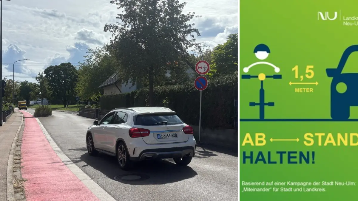 Engstellen, wie hier in Vöhringen, sind für Radler gefährlich. An dieser Stelle ist überholen verboten. Das neue grüne Schild soll sensibilisieren.
