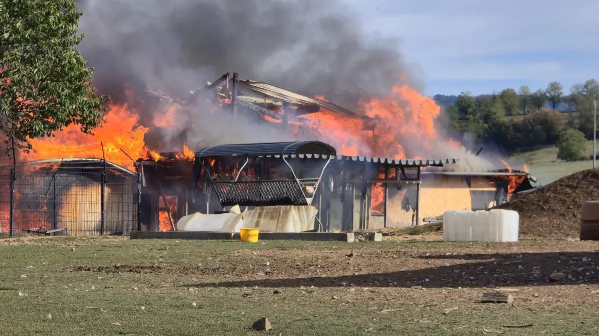 Feuer auf einem Aussiedlerhof in Grosselfingen.