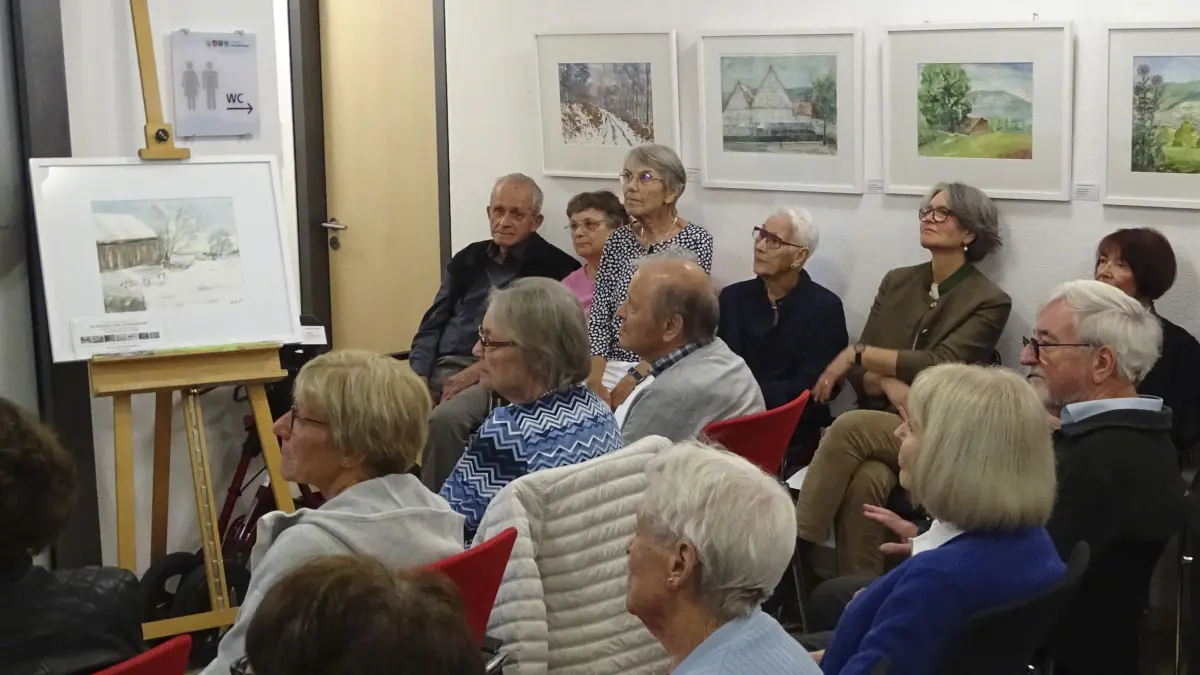 Vernissage im Rathaus in Bad Überkingen - Ausstellungseröffnung der Fünf-Täler-Aquarellfreunde - Die „Fünf-Täler-Aquarellfreunde“ eröffneten am Freitagaben ihre aktuelle Ausstellung im Rathaus von Bad Überkingen. Sieben Künstler der Region, davon fünf Frauen und zwei Männer, zeigen den Wandel der Jahreszeiten in Aquarell.